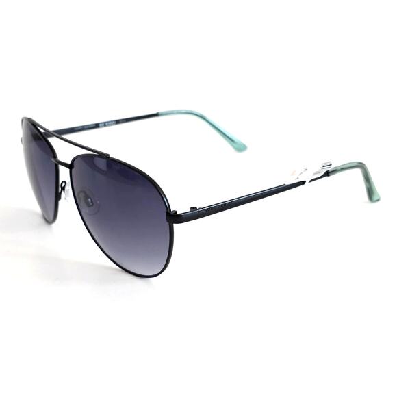Kurt Geiger London Black Crystal Green Smoke 61mm Aviator Sunglasses 100% UV - Picture 3 of 9